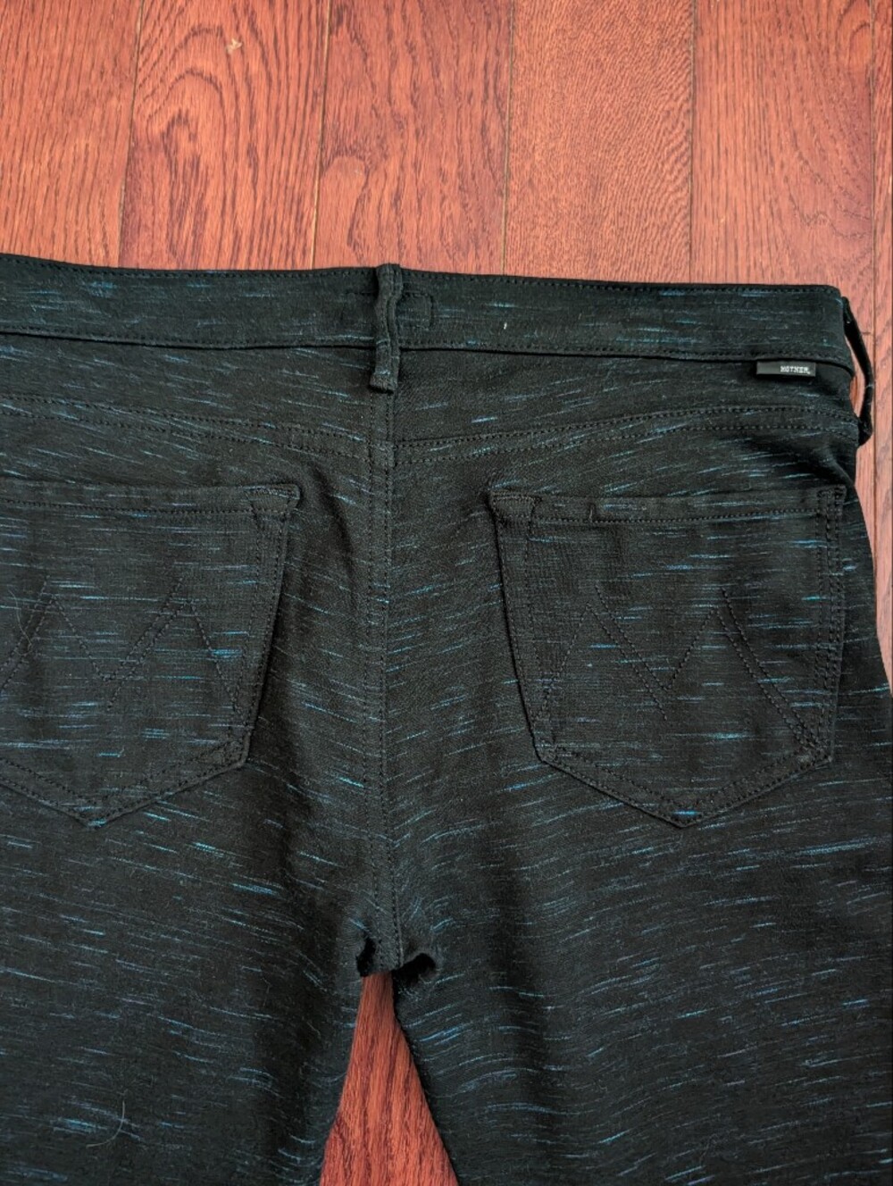 MOTHER Black Pants with Teal Fleck Accent